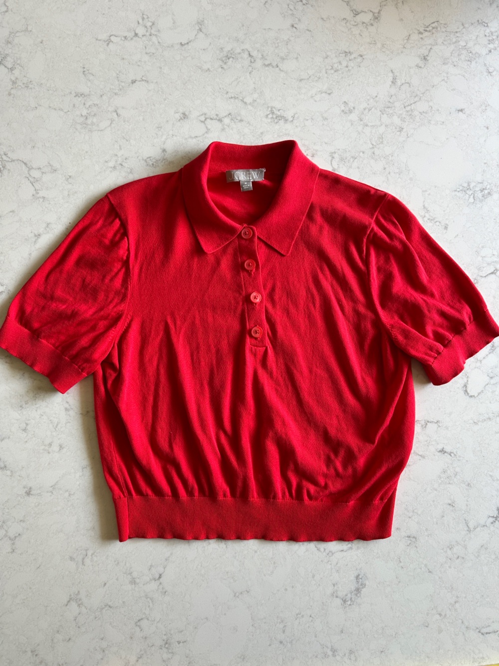 J. Crew Bright Red Short-Sleeve Polo Cardigan